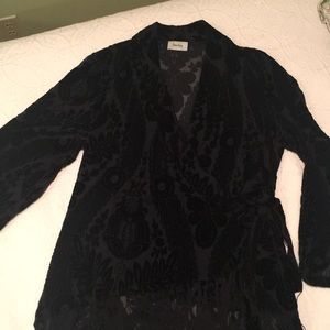 REDUCED! Burnout velvet wrap top with fringe